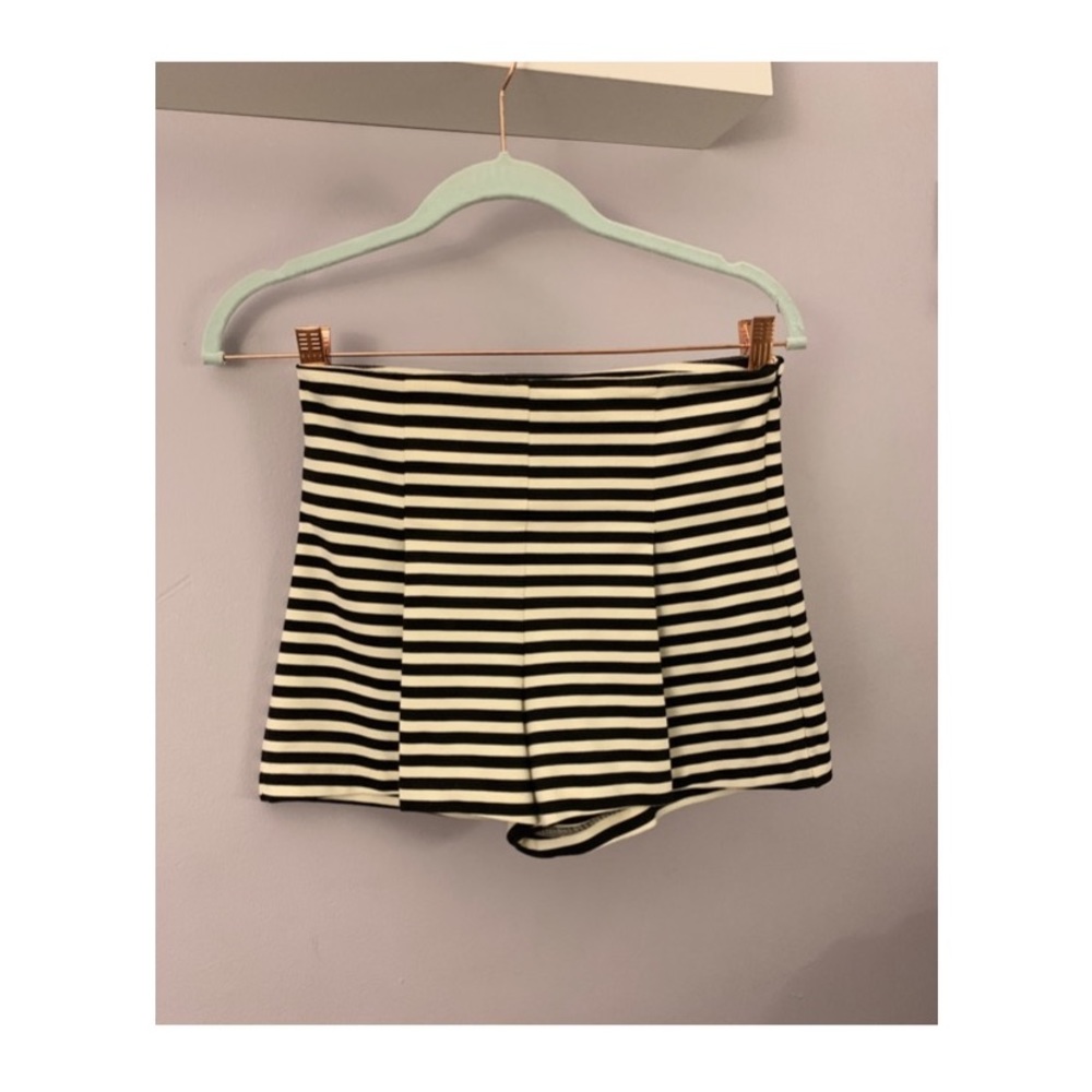 Free People High Rise Stripped Ponte Shorts